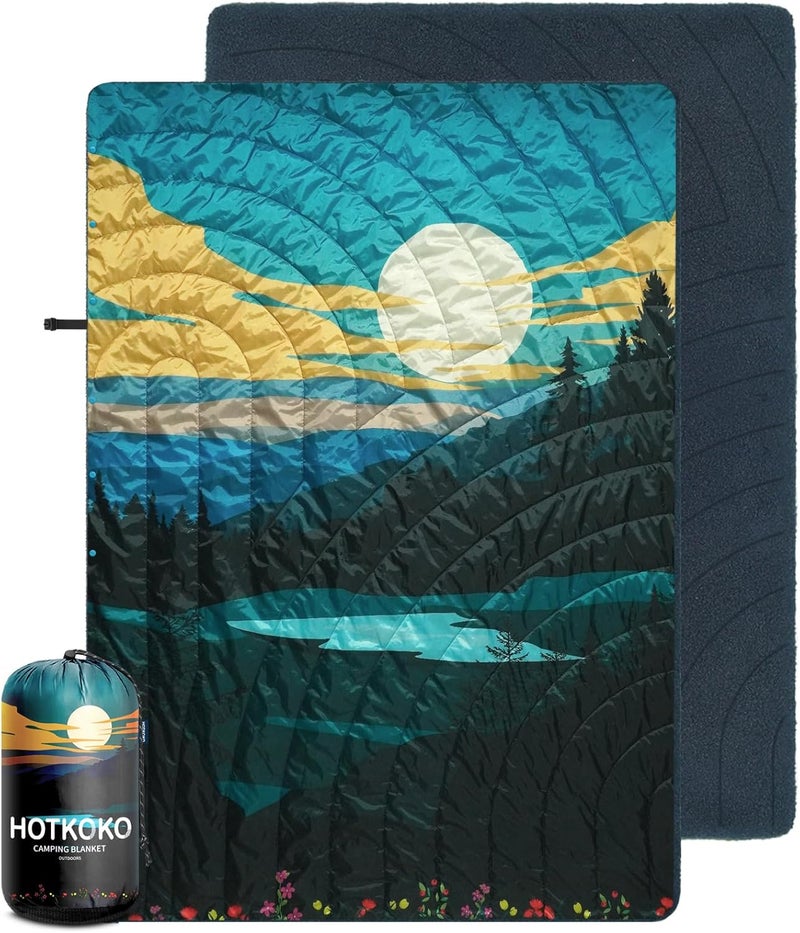 hotkoko Hooded Stadium Blanket, Waterproof Fleece Wearable Camping Blanket - Image 3